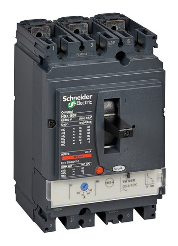 Силовой автомат Schneider Electric Compact NSX 160, TM-D, 25кА, 3P, 125А