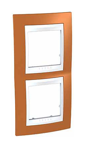 Рамка 2 поста Schneider Electric UNICA ХАМЕЛЕОН, вертикальная, оранжевый